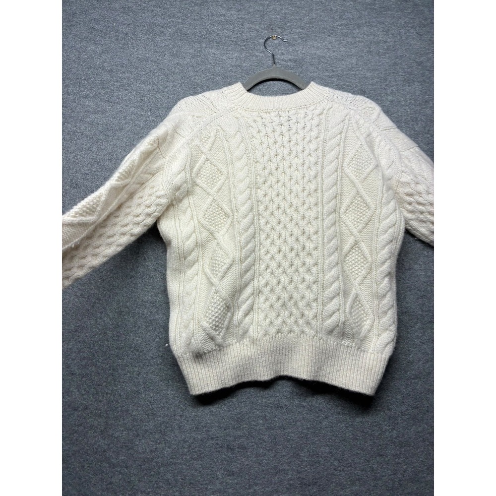 Buck Mason Highland Alpaca Cable Crew Sweater Ivory Cream Women's Peruvian